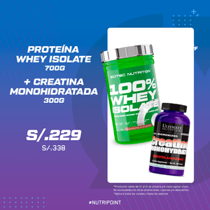 100% WHEY ISOLATE 1.5LB + CREATINA MONOHIDRATADA 300G