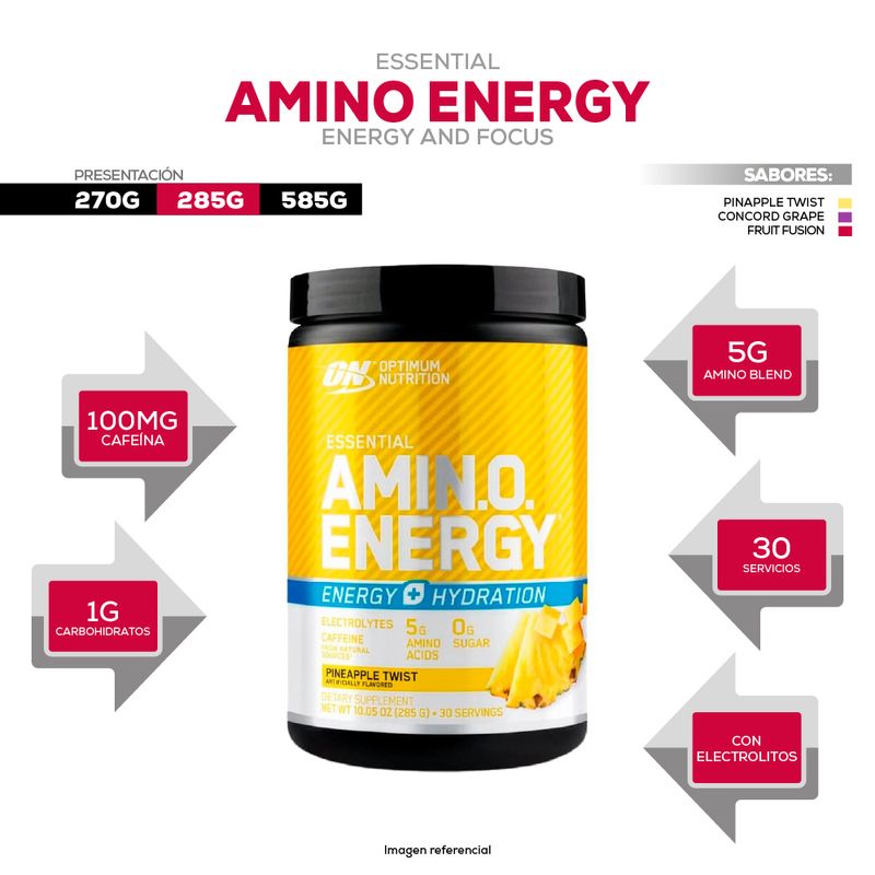 amino energy optimum nutrition 285g pineapple twist