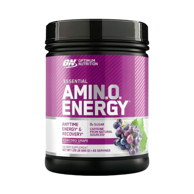 front view amino energy optimum nutrition 585g concord grape