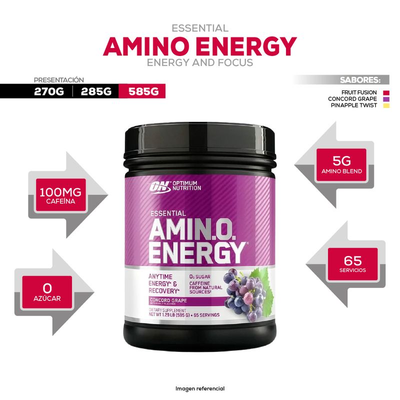 amino energy optimum nutrition 585g concord grape