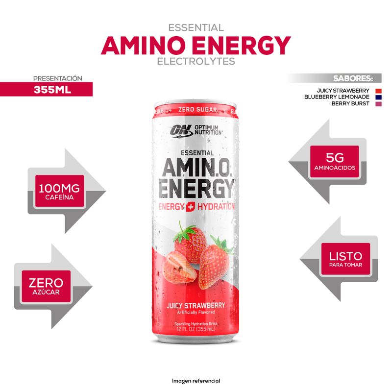 amino energy electrolitos 355 ml optimum nutrition berry burst