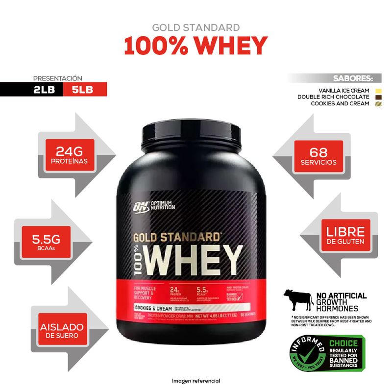 info gold standar 100 whey protein 5 lb optimum nutrition cookies & cream
