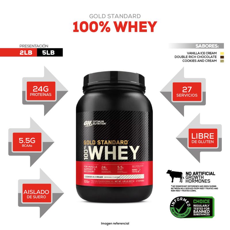 gold standard whey 2 lb optimum nutrition cookies & cream