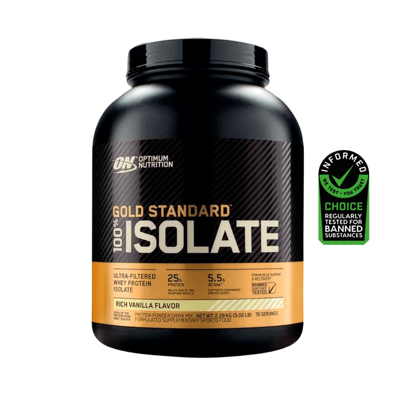 Front View Gold Standard 100% Isolate Bliss 5Lb Optimum Nutrition Vainilla