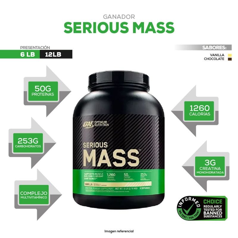 info serious mass 6 lb optimum nutrition vanilla