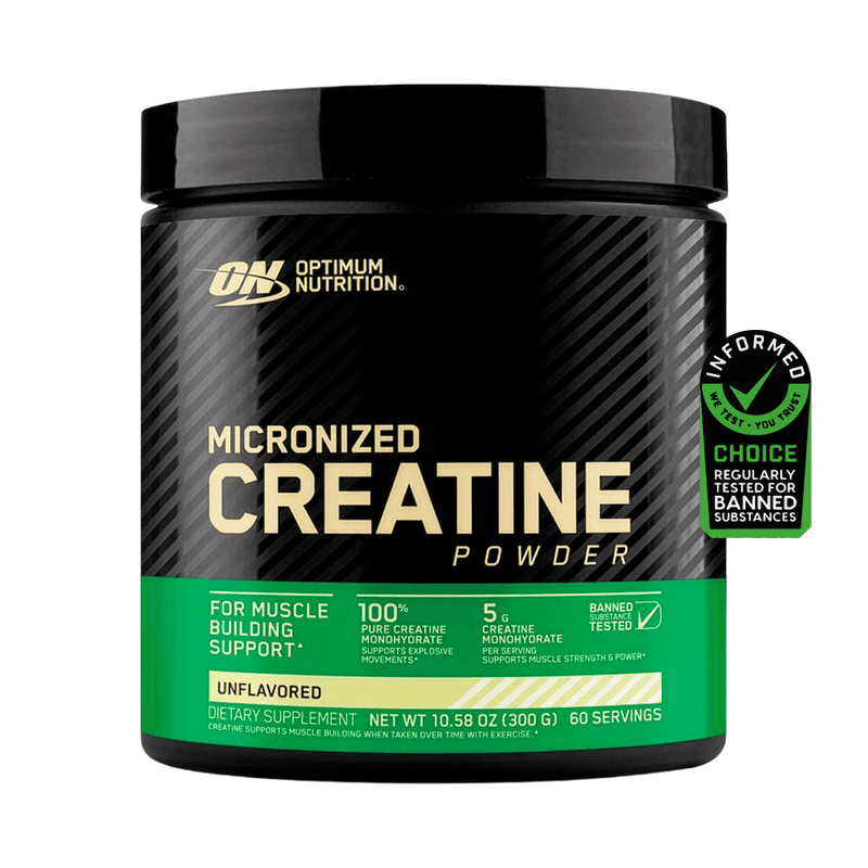 front view creatina micronized 300 g optimum nutrition