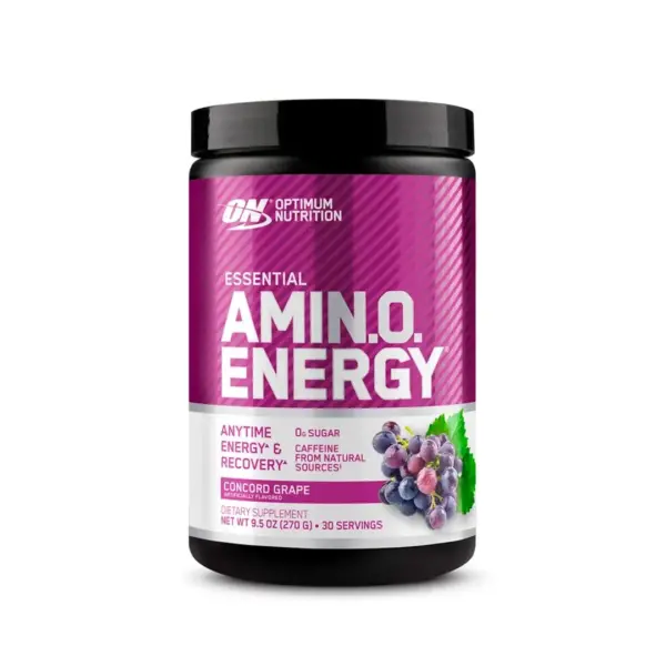 front view amino energy optimum nutrition 270g concord grape