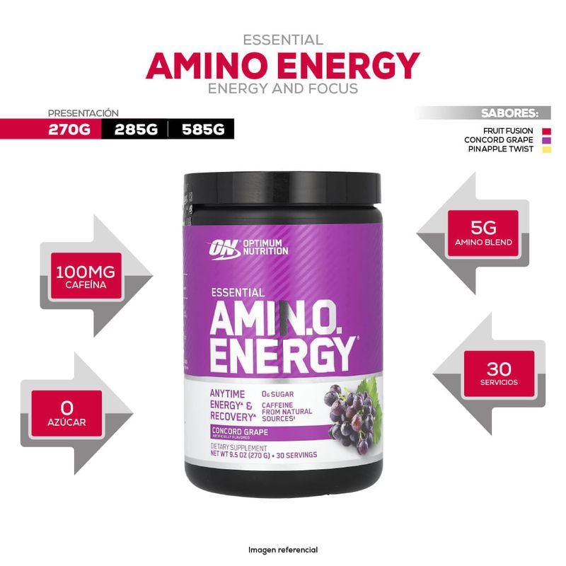 amino energy optimum nutrition 270g concord grape