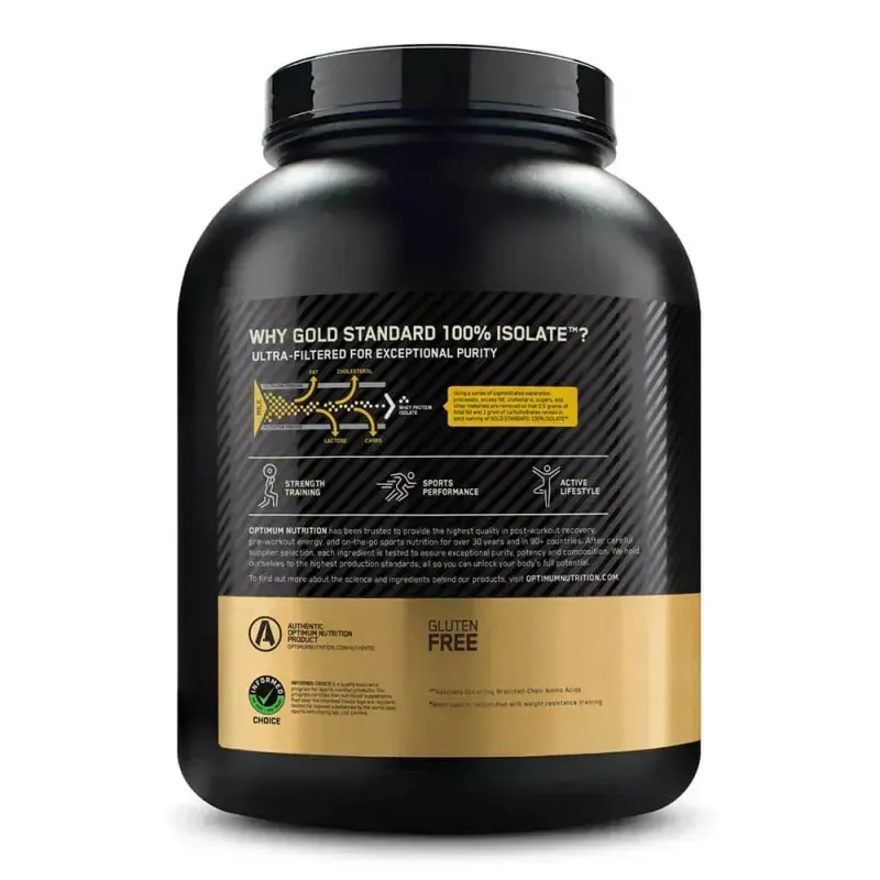 Back View Gold Standard 100% Isolate Bliss 5Lb Optimum Nutrition Chocolate
